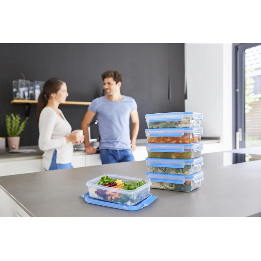 Tefal - Set om 6 matförvaringsburkar 0,8 l MASTER SEAL FRESH blå