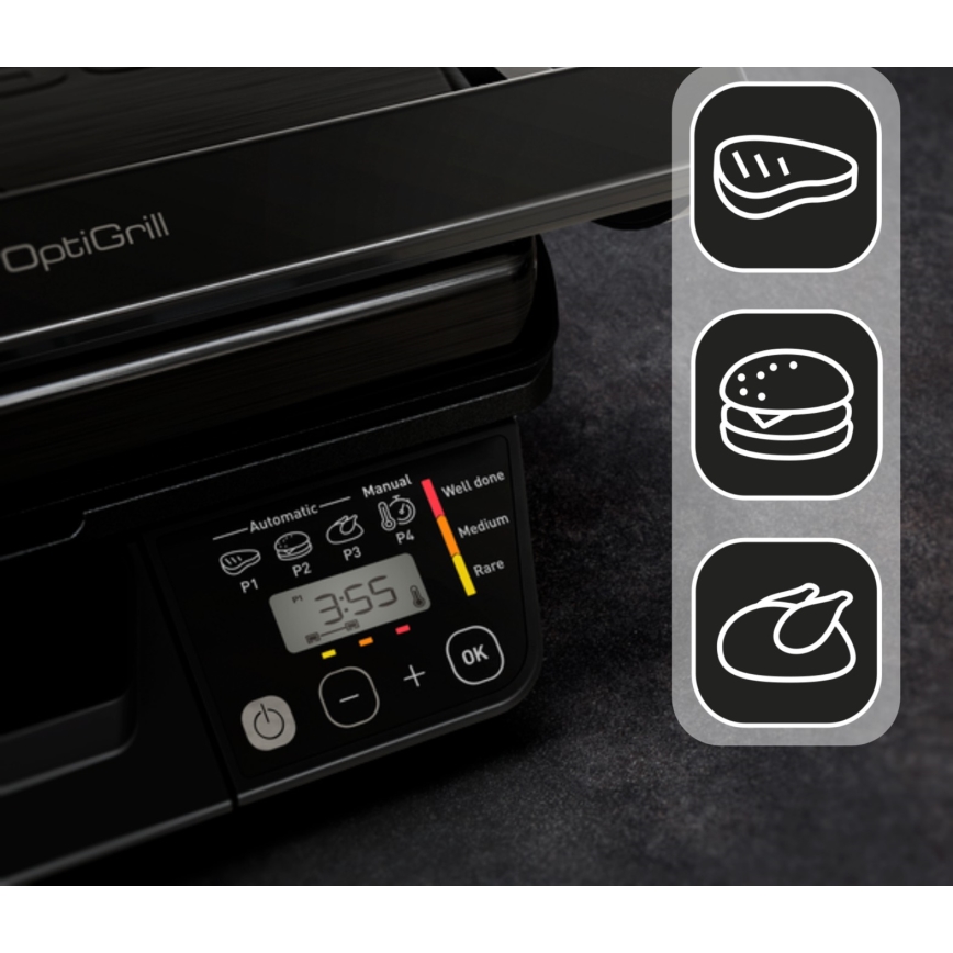 Tefal - Smart elektrisk grill Tefal OPTIGRILL 2000W/230V