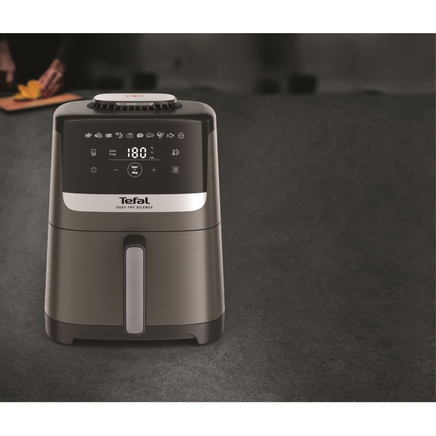 Tefal - Varmluftsfritös 5 l EASY FRY SILENCE COAL 1400-1670W/230V