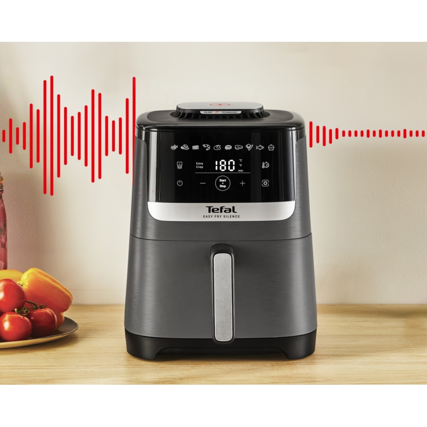 Tefal - Varmluftsfritös 5 l EASY FRY SILENCE COAL 1400-1670W/230V