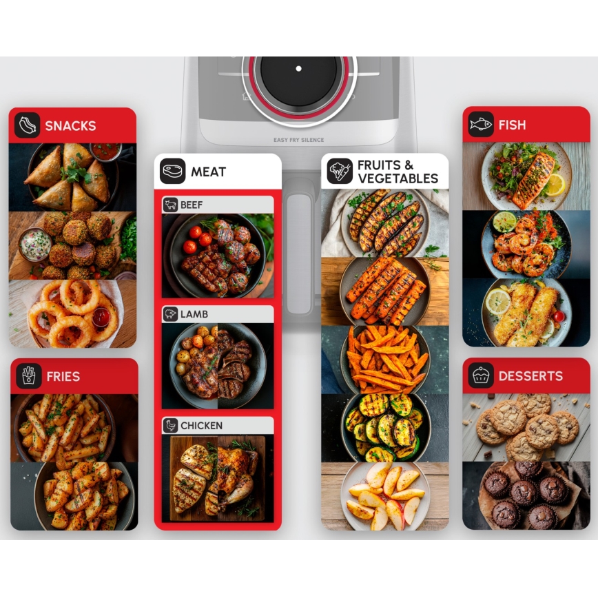 Tefal - Varmluftsfritös 5 l EASY FRY SILENCE SMART 1400-1670W/230V