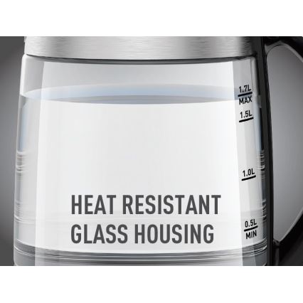 Tefal - Vattenkokare GLASS 1,7 l  2200W/230V matt krom