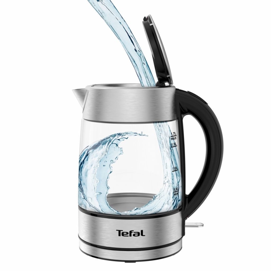 Tefal - Vattenkokare GLASS 1,7 l  2200W/230V matt krom