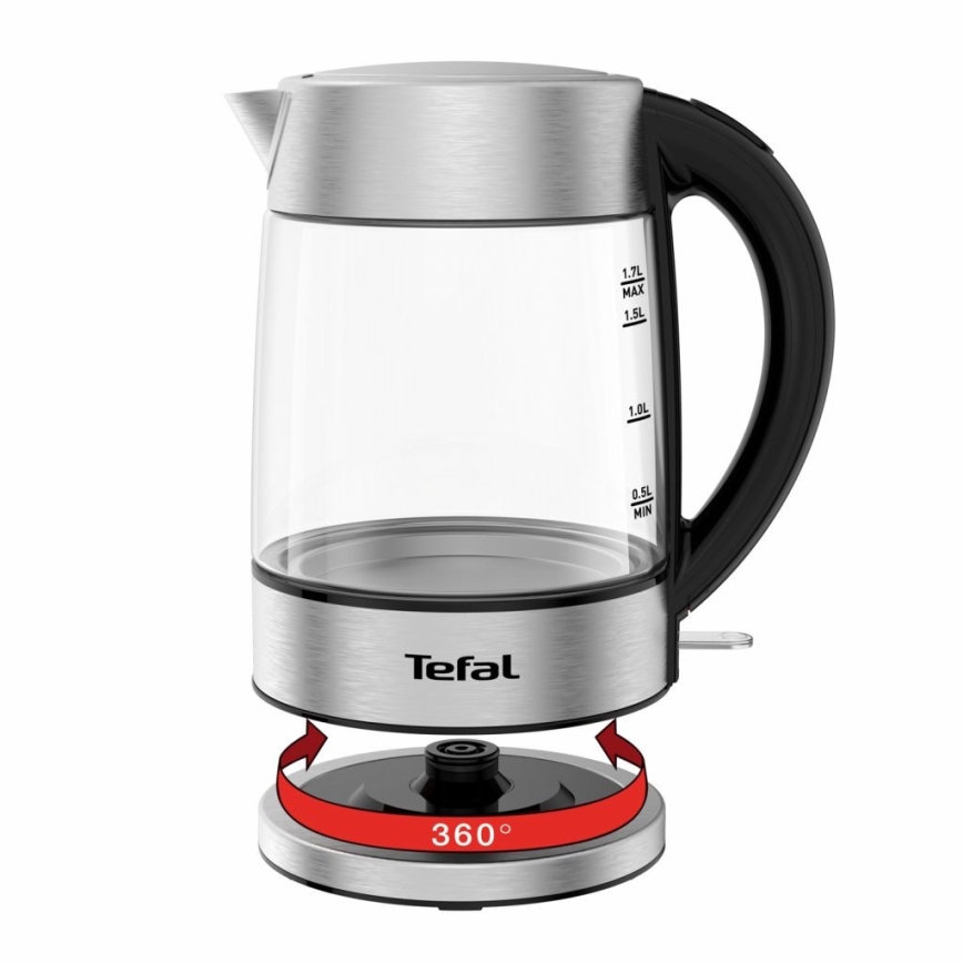 Tefal - Vattenkokare GLASS 1,7 l  2200W/230V matt krom