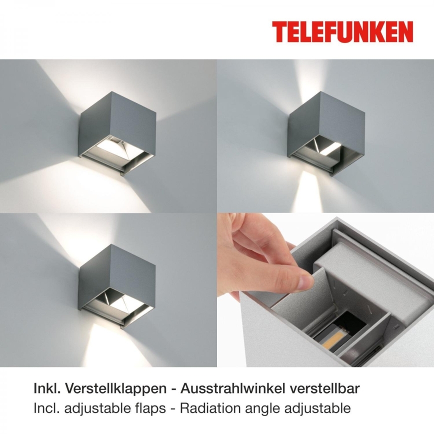 Telefunken 303404TF - LED utomhusväggarmatur LED/7W/230V IP44 silver