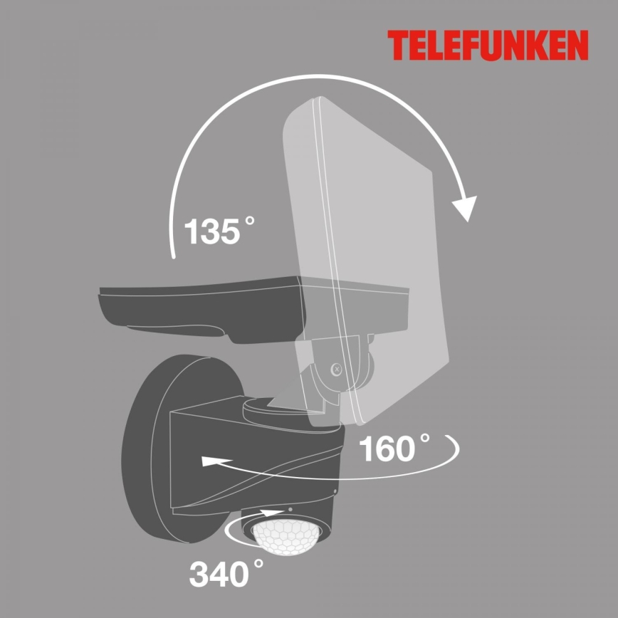 Telefunken 304305TF - LED vägglampa med sensor för utomhusbruk LED/24W/230V IP44 svart