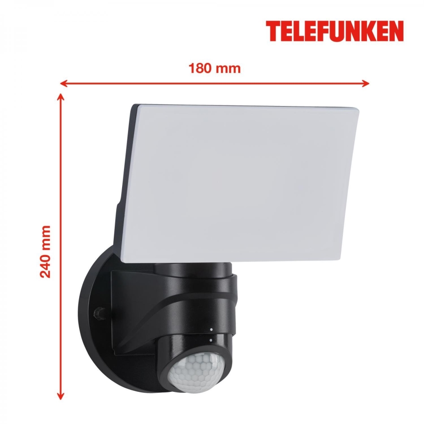 Telefunken 304305TF - LED vägglampa med sensor för utomhusbruk LED/24W/230V IP44 svart