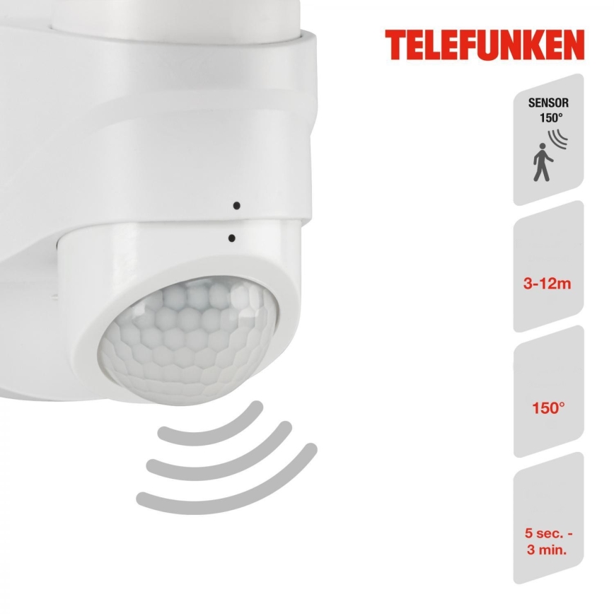 Telefunken 304306TF - LED vägglampa med sensor för utomhusbruk LED/16W/230V IP44 vit