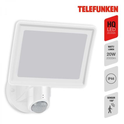 Telefunken 304406TF - LED utomhusväggstrålkastare med sensor LED/20W/230V IP44
