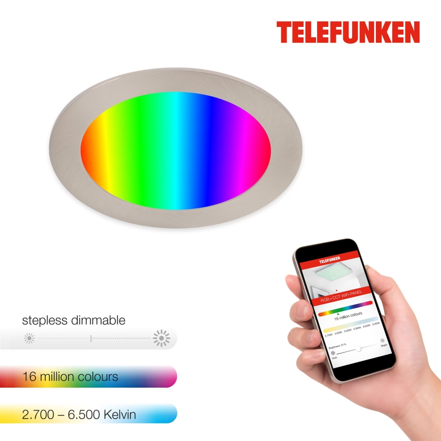 Telefunken 309402TF - LED RGBW Ljusreglerad hängande badrumslampa LED/12W/230V 2700-6500K IP23 Wi-Fi Tuya