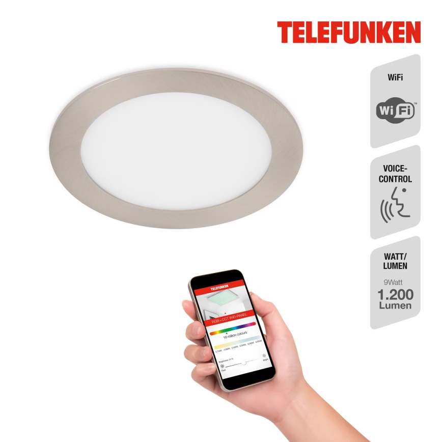 Telefunken 309402TF - LED RGBW Ljusreglerad hängande badrumslampa LED/12W/230V 2700-6500K IP23 Wi-Fi Tuya