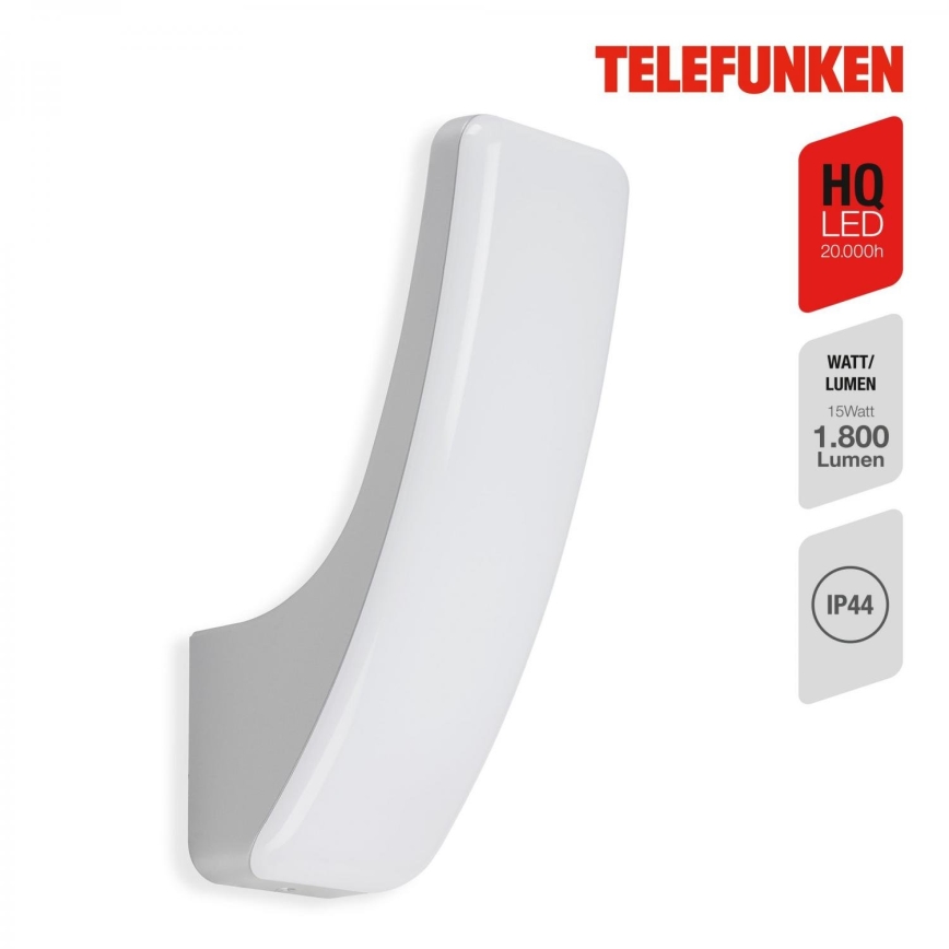 Telefunken 311604TF - LED vägglampa för utomhusbruk LED/15W/230V IP44 silver