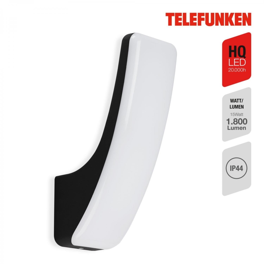 Telefunken 311605TF - LED vägglampa för utomhusbruk LED/15W/230V IP44 svart