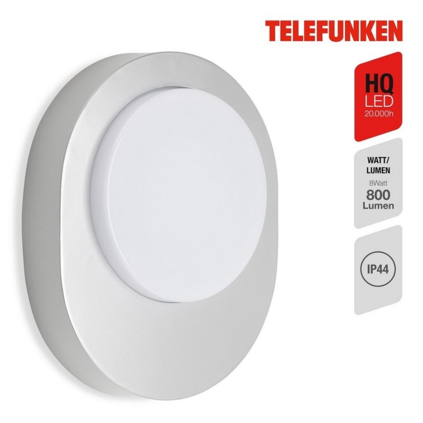 Telefunken 312004TF - LED vägglampa för utomhusbruk LED/8W/230V IP44 silver