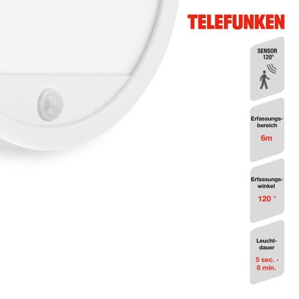 Telefunken 313706TF - LED Utomhus vägglampa med sensor LED/15W/230V IP44 vit