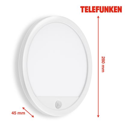 Telefunken 313706TF - LED Utomhus vägglampa med sensor LED/15W/230V IP44 vit