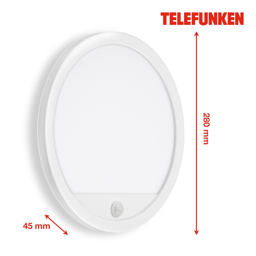 Telefunken 313706TF - LED Utomhus vägglampa med sensor LED/15W/230V IP44 vit