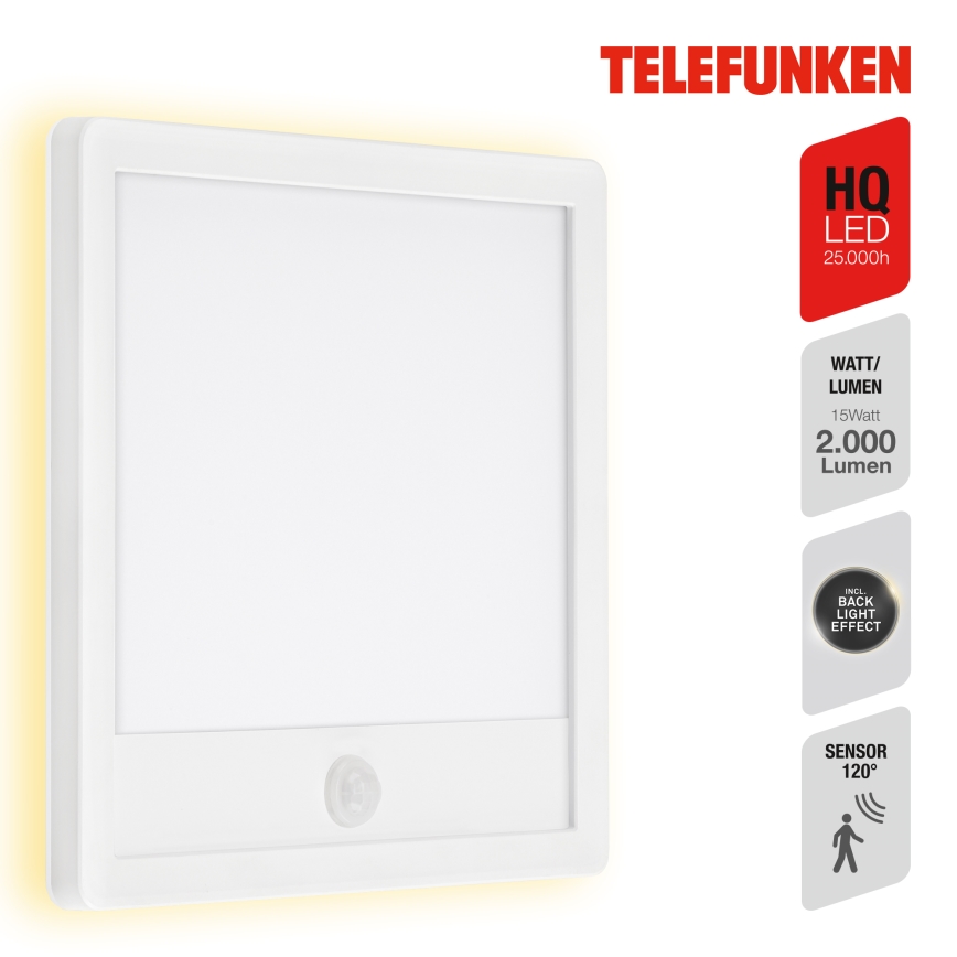 Telefunken 313806TF - LED Utomhusvägglampa med sensor LED/15W/230V IP44