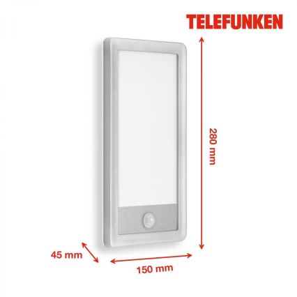 Telefunken 313904TF - LED Utomhus vägglampa med sensor LED/16W/230V IP44