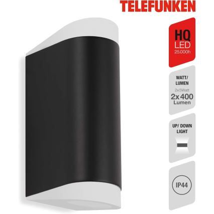 Telefunken 314905TF - LED vägglampa för utomhusbruk 2xGU10/5W/230V IP44 svart