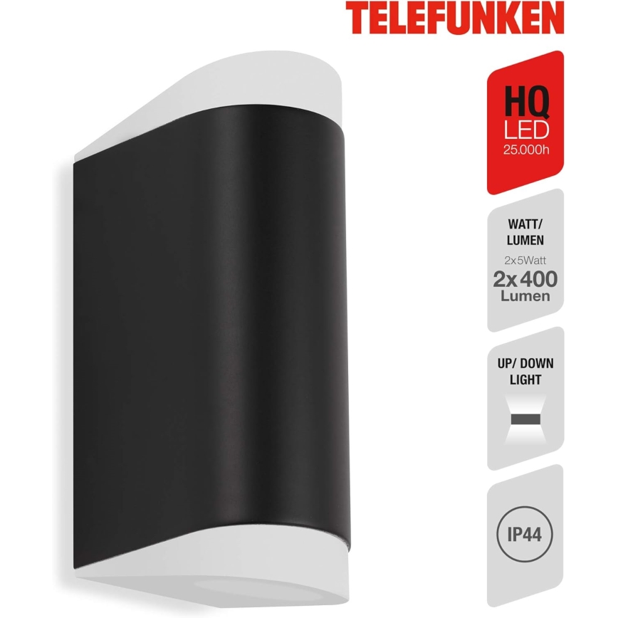 Telefunken 314905TF - LED vägglampa för utomhusbruk 2xGU10/5W/230V IP44 svart