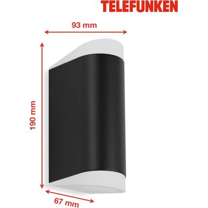 Telefunken 314905TF - LED vägglampa för utomhusbruk 2xGU10/5W/230V IP44 svart