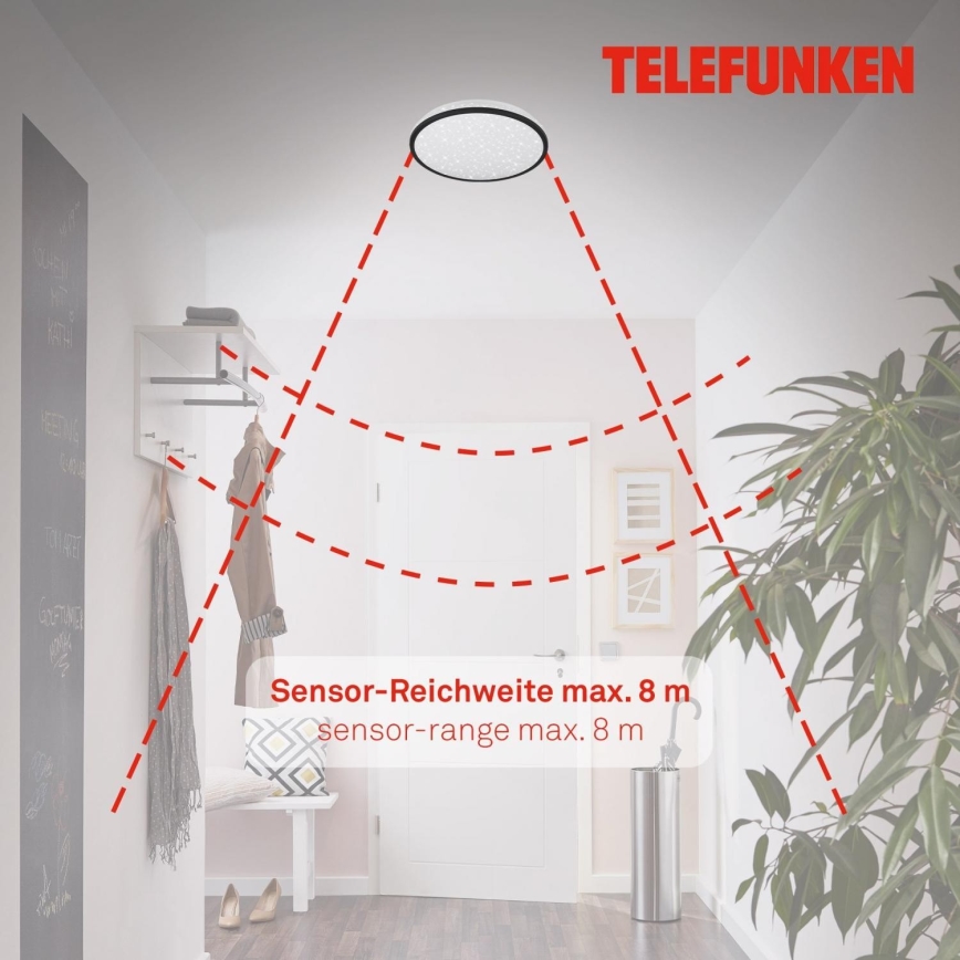 Telefunken 318305TF - LED taklampa för badrum med sensor LED/16W/230V IP44 diameter 28 cm