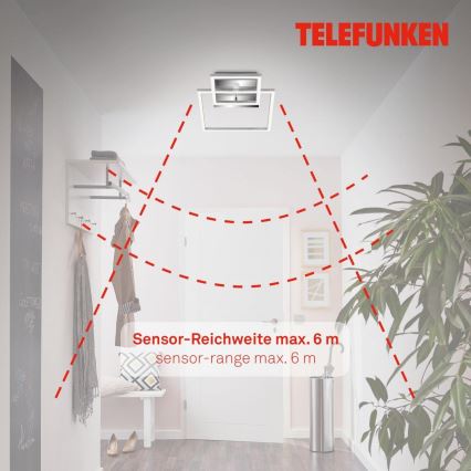 Telefunken 318608TF - LED taklampa med sensor FRAME LED/17W/230V 3000K matt krom