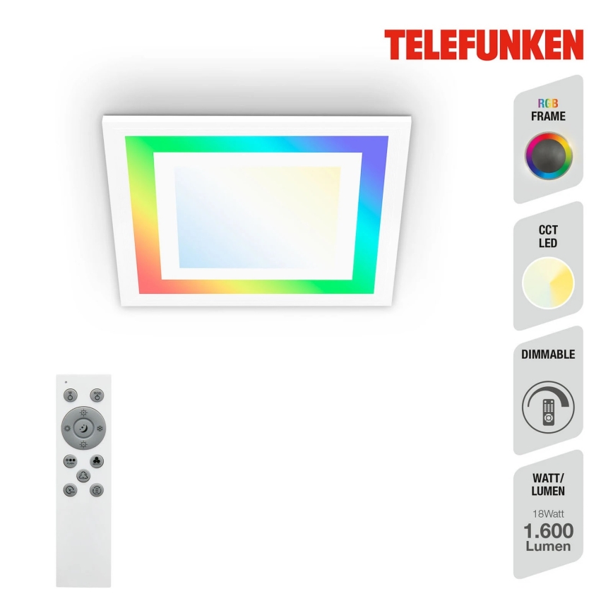 Telefunken 318706TF - Dimbar LED RGBW-panel LED/18W/230V 3000-6500K + fjärrkontroll
