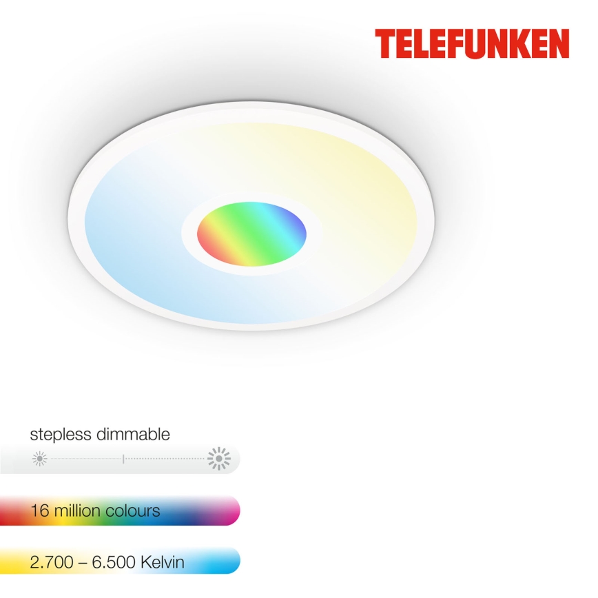 Telefunken 319306TF - LED RGBW Ljusreglerad belysning LED/22W/230V 2700-6500K + fjärrkontroll