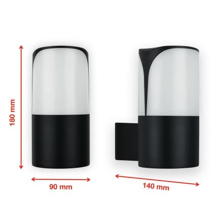 Telefunken 320305TF - Vägglampa för utomhusbruk 1xE27/12W/230V IP44 svart