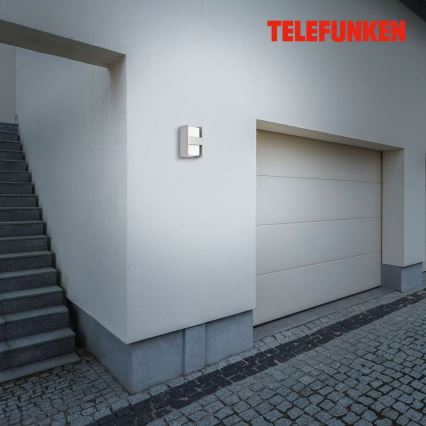 Telefunken 321004TF - Vägglampa för utomhusbruk 1xE27/12W/230V IP44 silver