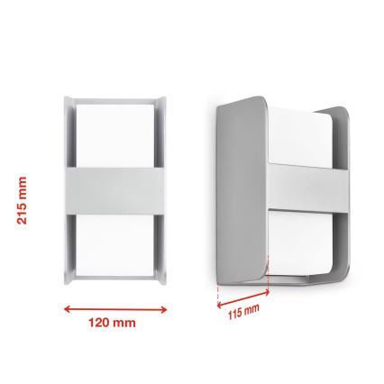 Telefunken 321004TF - Vägglampa för utomhusbruk 1xE27/12W/230V IP44 silver