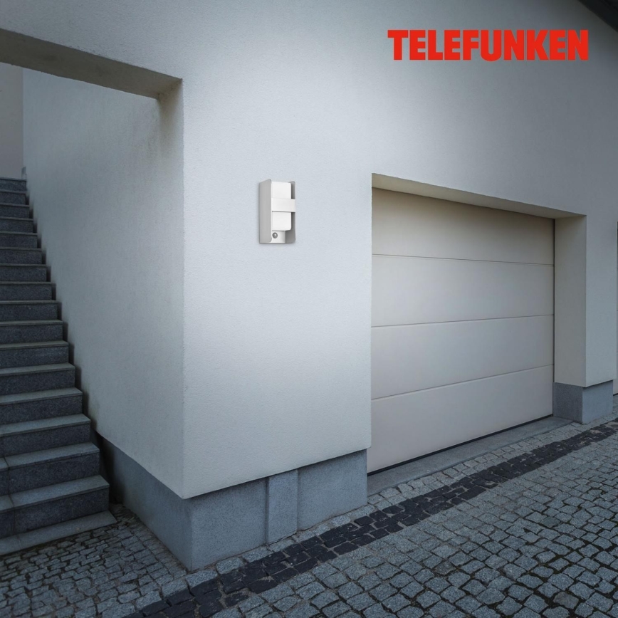 Telefunken 321104TF - Utomhus vägglampa med sensor 1xE27/12W/230V IP44 vit