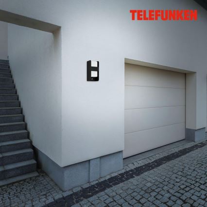 Telefunken 321105TF - Utomhus vägglampa med sensor 1xE27/12W/230V IP44 svart