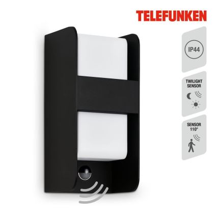 Telefunken 321105TF - Utomhus vägglampa med sensor 1xE27/12W/230V IP44 svart