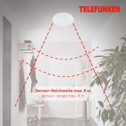 Telefunken 601206TF - LED taklampa för badrum med sensor LED/15W/230V IP44 diameter 28 cm