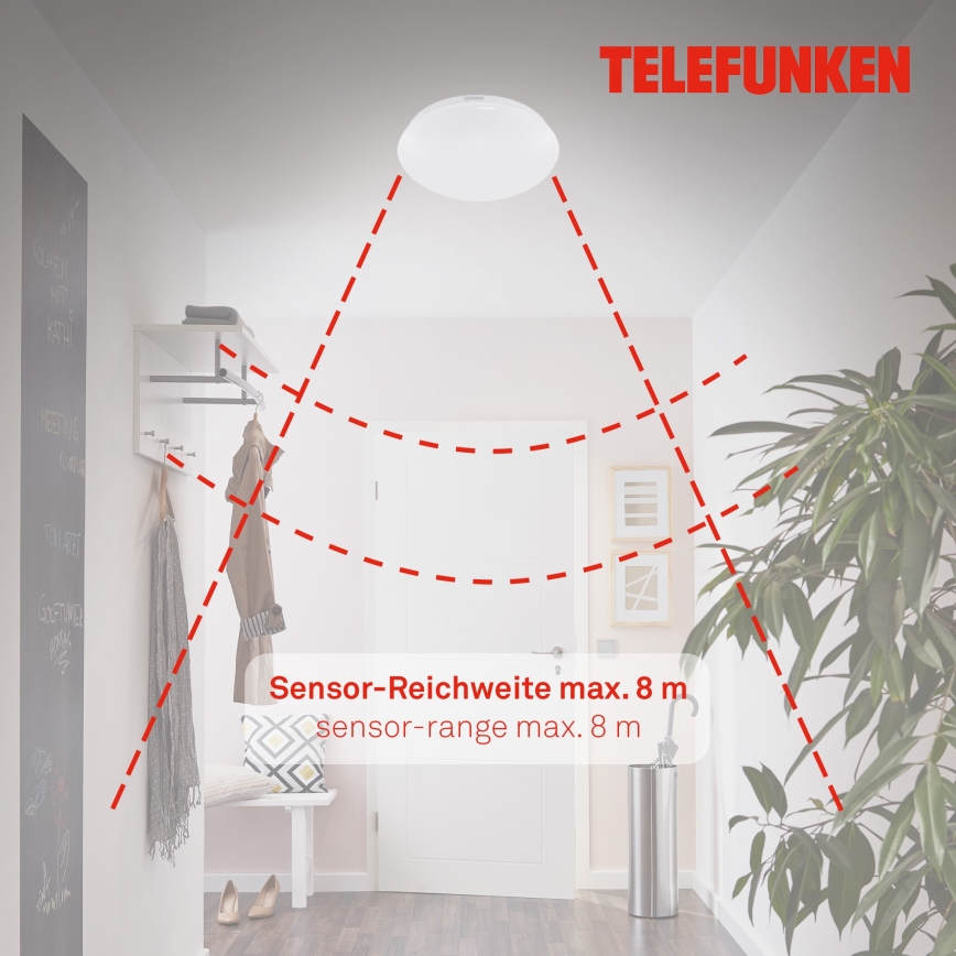 Telefunken 601206TF - LED taklampa för badrum med sensor LED/15W/230V IP44 diameter 28 cm