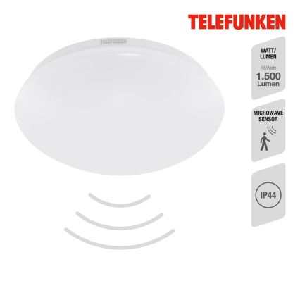 Telefunken 601206TF - LED taklampa för badrum med sensor LED/15W/230V IP44 diameter 28 cm