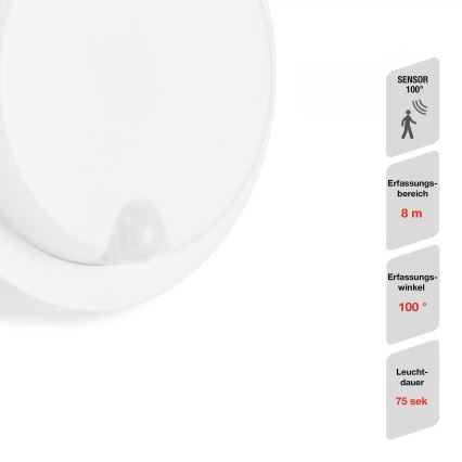 Telefunken - LED utomhusvägglampa med skymnings- och rörelsesensor LED/12W/230V IP44 vit
