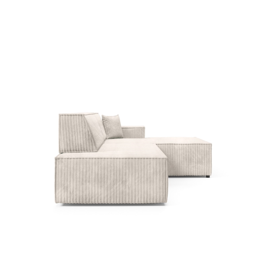 TERAMO bäddbar L-formad hörnsoffa med förvaringsutrymme, högersidig, beige