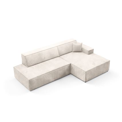 TERAMO bäddbar L-formad hörnsoffa med förvaringsutrymme, högersidig, beige