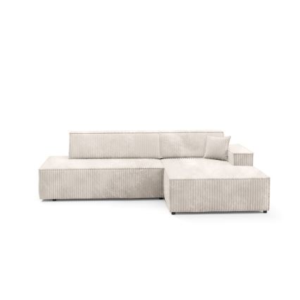 TERAMO bäddbar L-formad hörnsoffa med förvaringsutrymme, högersidig, beige