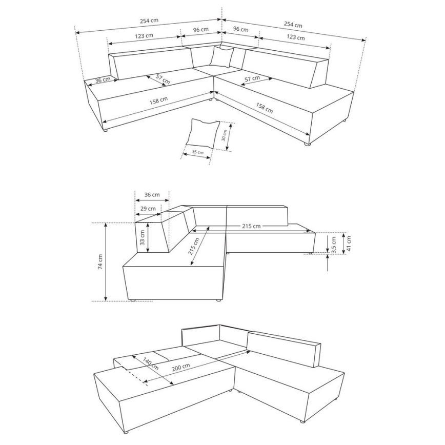 TERAMO L-formad hörnsoffa med bäddfunktion och förvaringsutrymme, höger, beige
