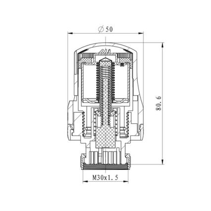 Termostatisk ventilhuvud M30x1,5