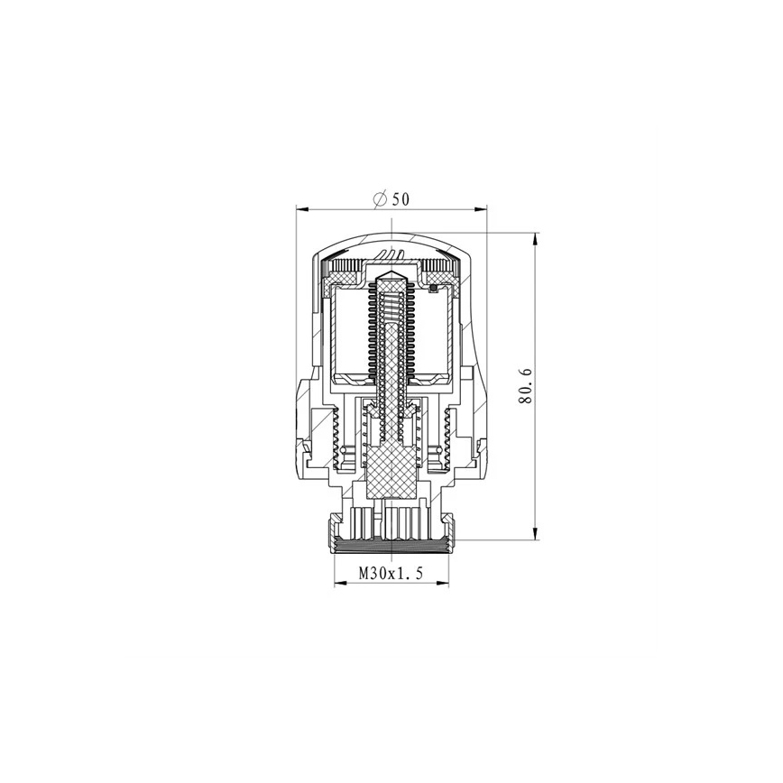 Termostatisk ventilhuvud M30x1,5