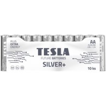 Tesla Batteries - 10 delar Alkaliskt batteri AA SILVER+ 1,5V