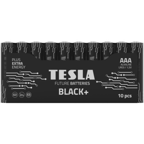 Tesla Batteries - 10 delar Alkaliskt batteri AAA BLACK+ 1,5V