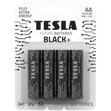 Tesla Batteries - 4 delar Alkaliskt batteri AA BLACK+ 1,5V