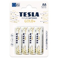 Tesla Batteries - 4 delar Alkaliskt batteri AA GOLD+ 1,5V